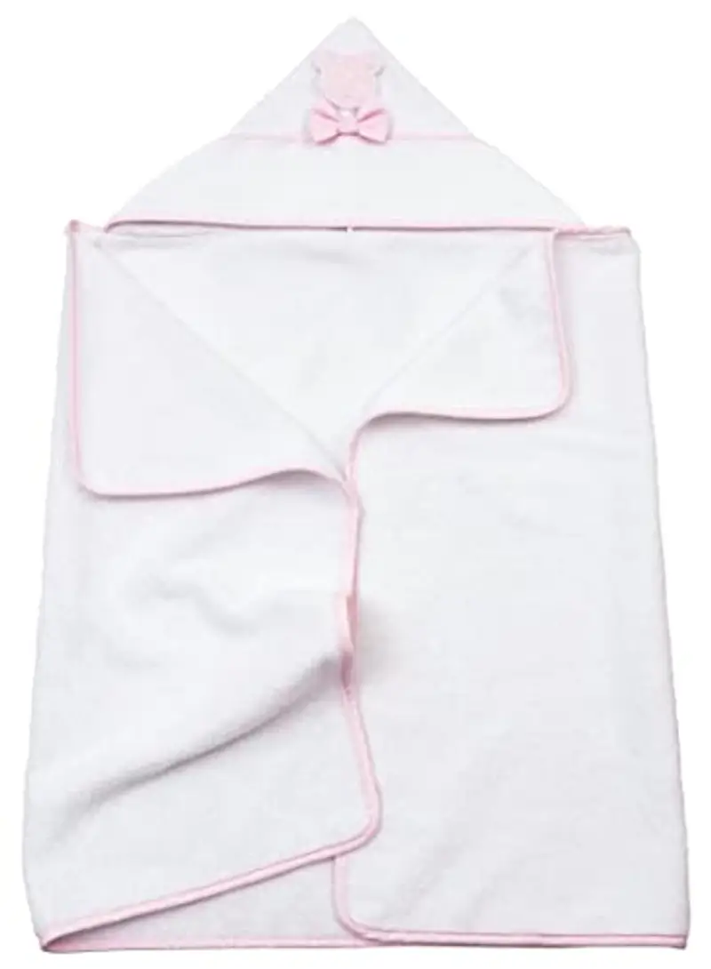 Filet Accappatoio Triangolo Per Neonati da Ricamare, Morbida Spugna, Prodotto Realizzato In Italia, 100% Cotone - Bianco, Rosa, Taglia