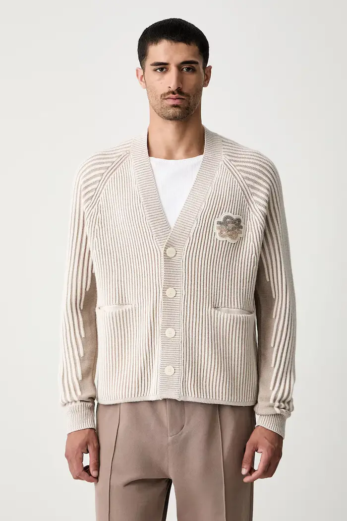 Filling Pieces cardigan da uomo con misto lana Knit Cardigan Beige