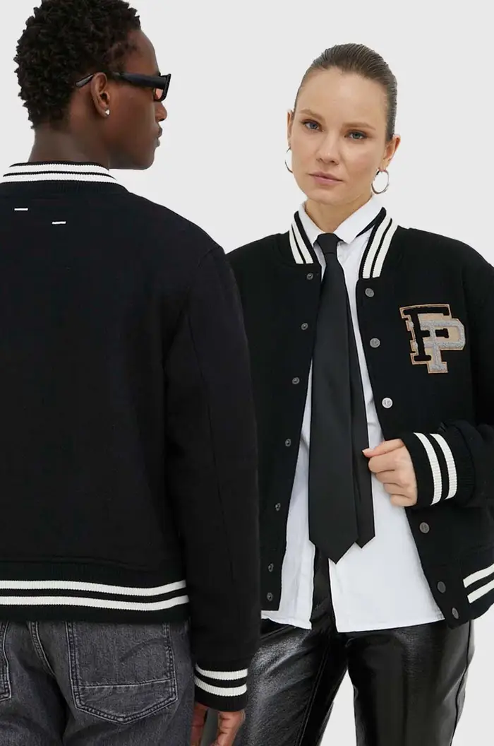 Filling Pieces giubbotto bomber in lana Nero