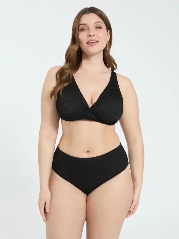 Fiorella Rubino Bikini a rete con scollo incrociato Donna, Nero (56-58 IT)