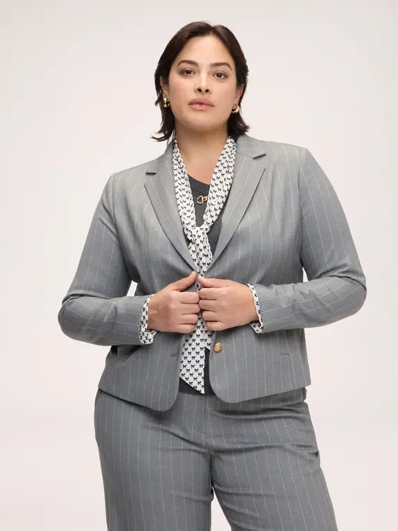 Fiorella Rubino Blazer gessato con bottoni dorati Donna, Grigio (58 IT)