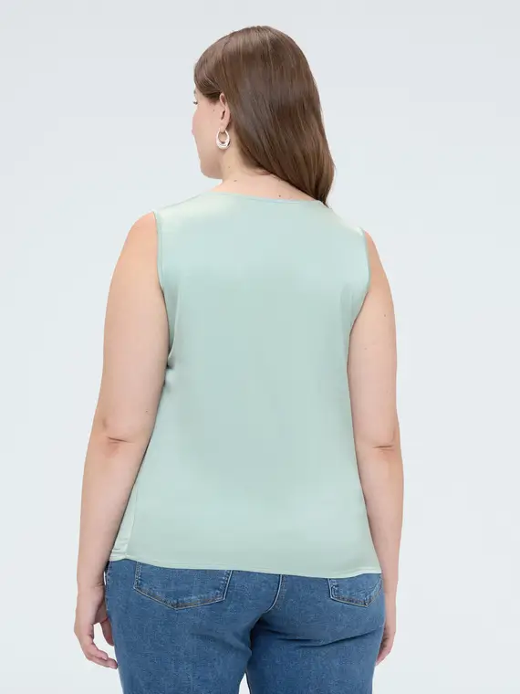 Fiorella Rubino Blusa in raso stretch con drappeggio asimmetrico Donna, Verde chiaro (60 IT)