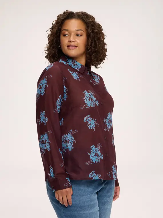 Fiorella Rubino Camicia con stampa in misto seta Donna, Bordeaux (58 IT)
