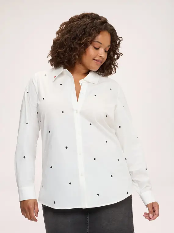 Camicia in cotone stretch con ricami all over Donna, Multicolor (60 IT)