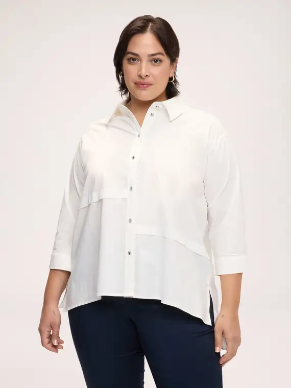 Fiorella Rubino Camicia in misto cotone con orlo asimmetrico Donna, Bianco