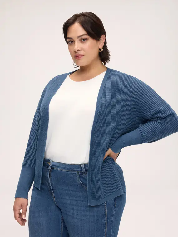 Cardigan in maglia effetto denim Donna, Blu