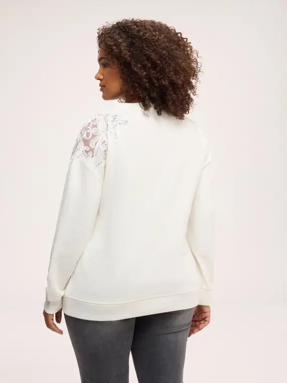 Fiorella Rubino Felpa con ricami floreali Donna, Bianco (60-62 IT)