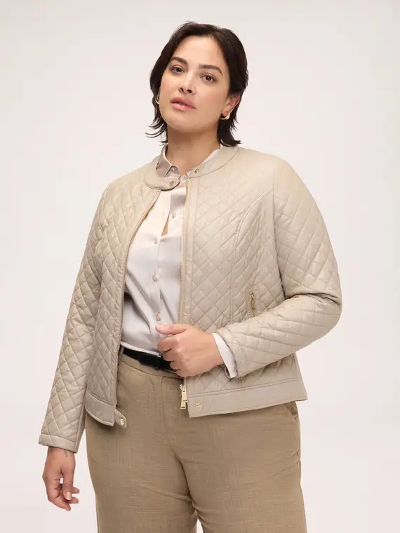 Fiorella Rubino Giacca biker trapuntata a rombi Donna, Beige (58 IT)