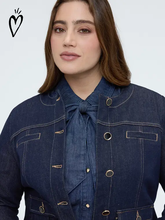 Fiorella Rubino Giacca bon ton in denim Donna, Blu (58 IT)