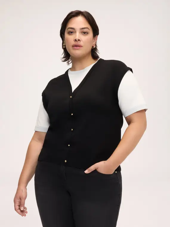 Fiorella Rubino Gilet con T-shirt combinata Donna, Nero (60-62 IT)