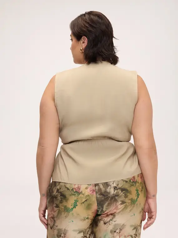 Gilet in modal con cintura Donna, Grigio (60-62 IT)