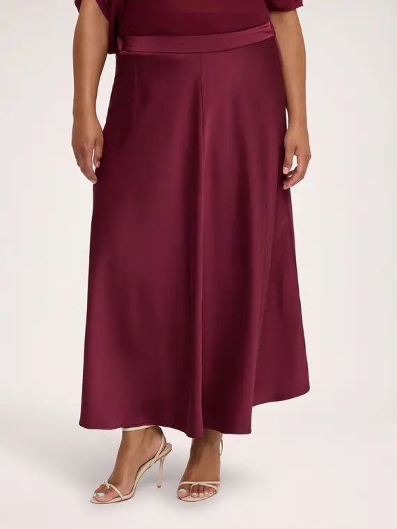 Fiorella Rubino Gonna in raso stretch a linea ad A Donna, Bordeaux (60-62 IT)
