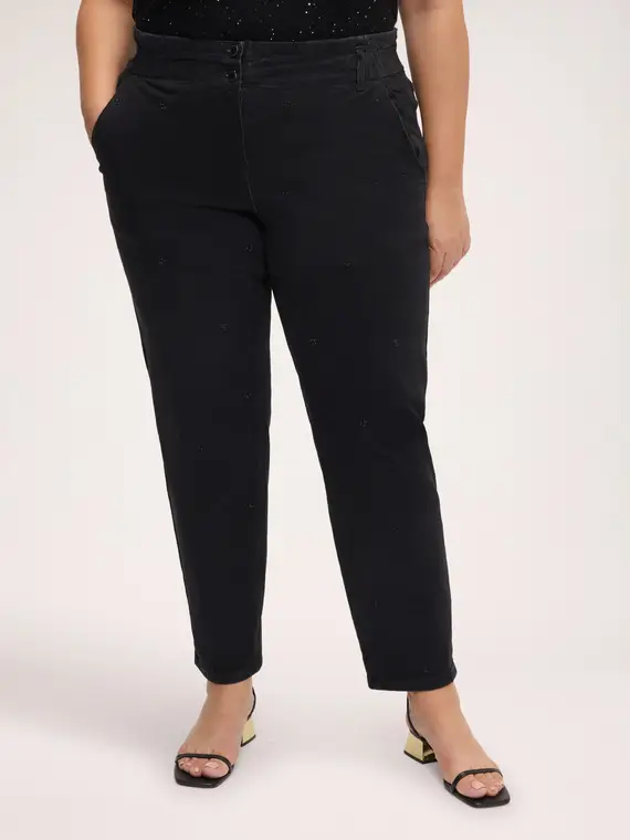 Jeans Balloon black con applicazioni Donna, Nero (58 IT)