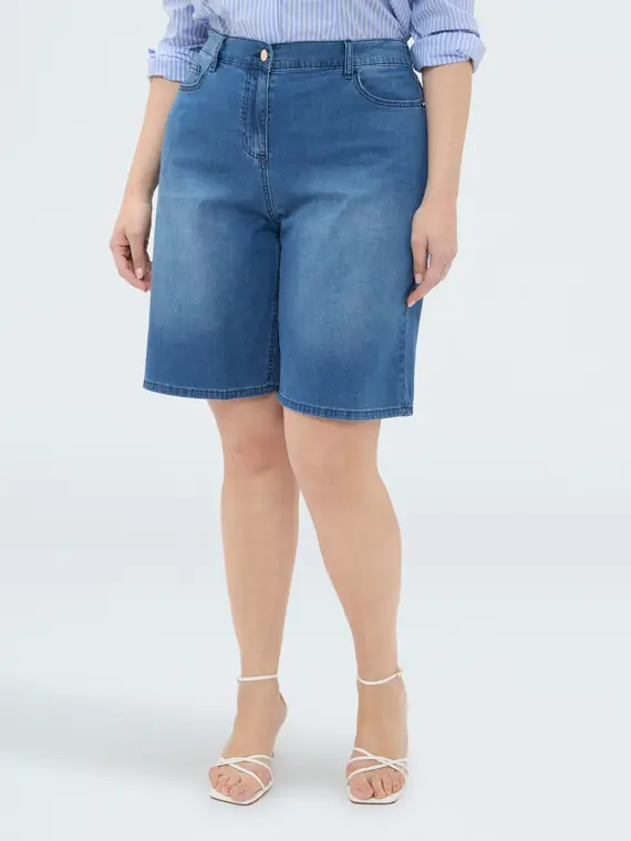 Fiorella Rubino Jeans bermuda effetto washed Donna, Blu (58 IT)