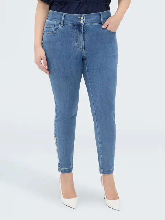 Fiorella Rubino Jeans Skinny con applicazione luminosa Donna, Blu (58 IT)