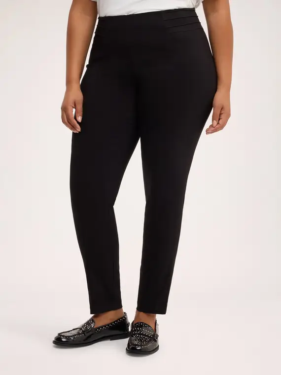 Fiorella Rubino Jeggings con piega frontale e bottoni decorativi Donna, Nero (60-62 IT)