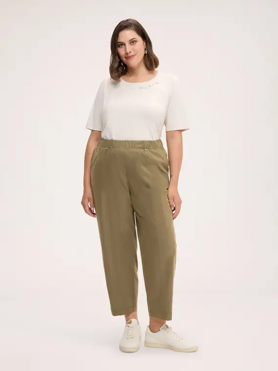 Fiorella Rubino Pantaloni baggy misto viscosa Donna, Verde militare (60 IT)