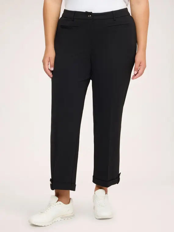 Fiorella Rubino Pantaloni cropped con risvolto e bottone Donna, Nero (60-62 IT)