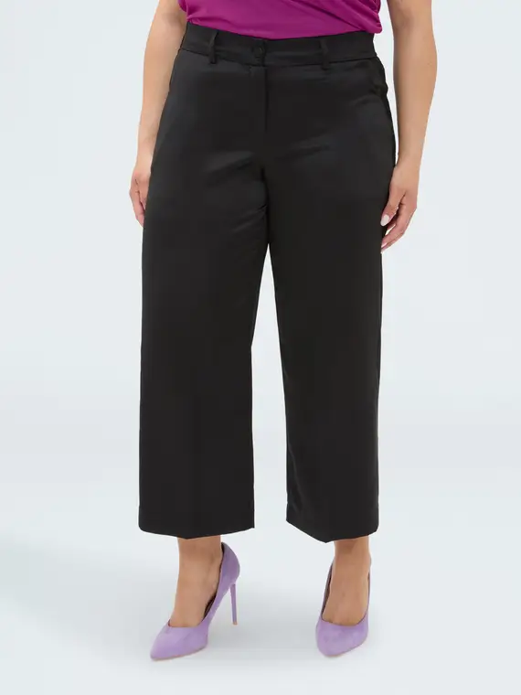 Fiorella Rubino Pantaloni cropped in raso Donna, Nero (58 IT)