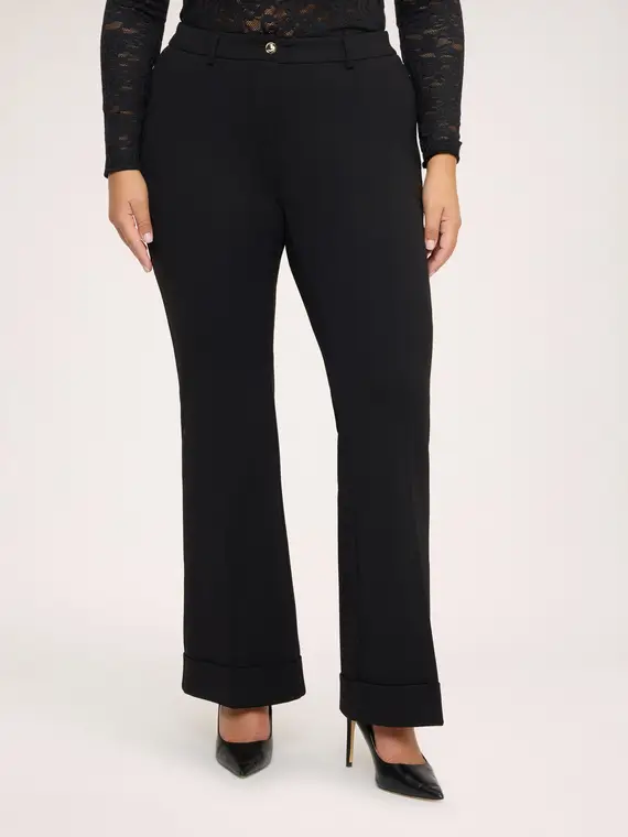 Fiorella Rubino Pantaloni Flare in tessuto stretch Donna, Nero (60-62 IT)