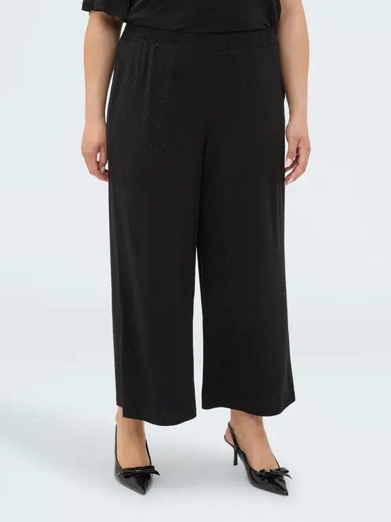 Fiorella Rubino Pantaloni in jersey con punti luce Donna, Nero (60-62 IT)