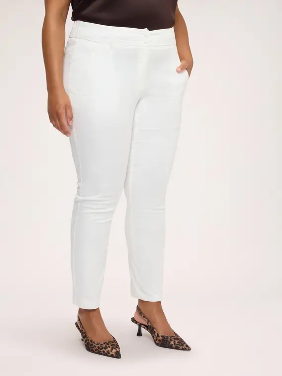 Fiorella Rubino Pantaloni New York in cotone stretch Donna, Bianco (60-62 IT)