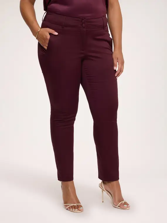 Fiorella Rubino Pantaloni New York in cotone stretch Donna, Bordeaux (60-62 IT)