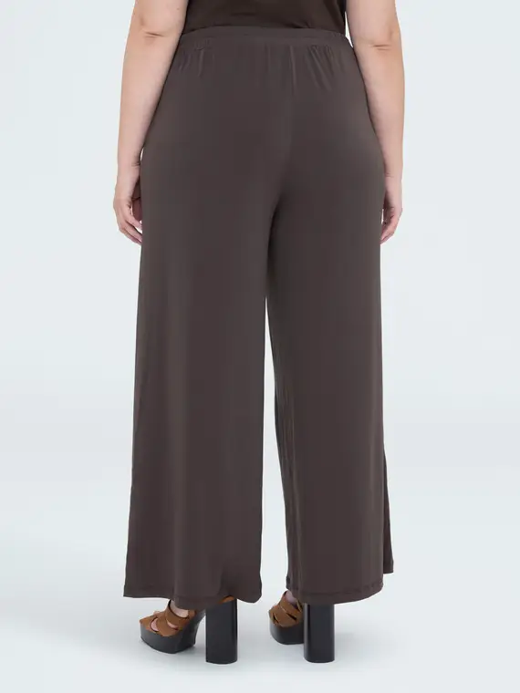 Pantaloni palazzo in jersey Donna, Marrone (56-58 IT)