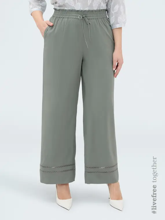 Fiorella Rubino Pantaloni Wide Leg con dettaglio ajour Donna, (56 IT)
