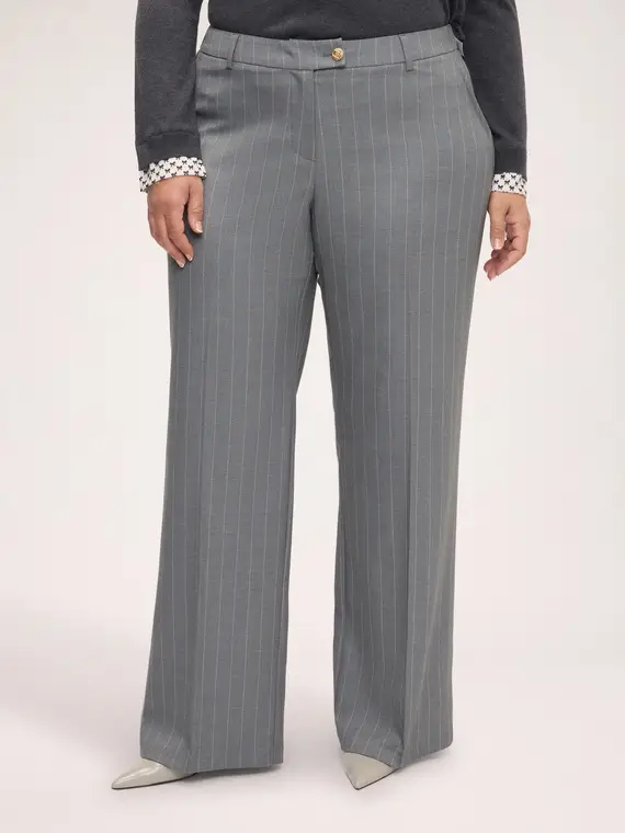 Fiorella Rubino Pantaloni Wide Leg gessati Donna, Grigio (58 IT)