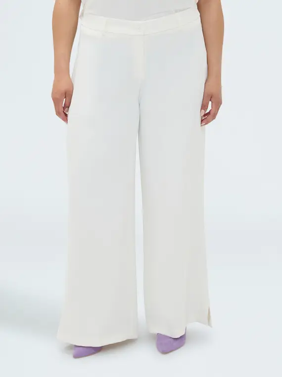 Fiorella Rubino Pantaloni Wide Leg in tessuto fluido Donna, Bianco (58 IT)