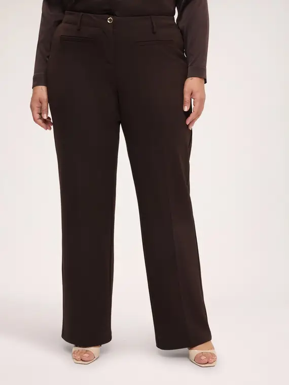 Fiorella Rubino Pantaloni Wide Leg in tessuto stretch Donna, Marrone (60-62 IT)