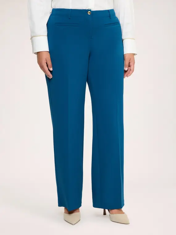 Fiorella Rubino Pantaloni Wide Leg in tessuto stretch Donna, Ottanio (60-62 IT)
