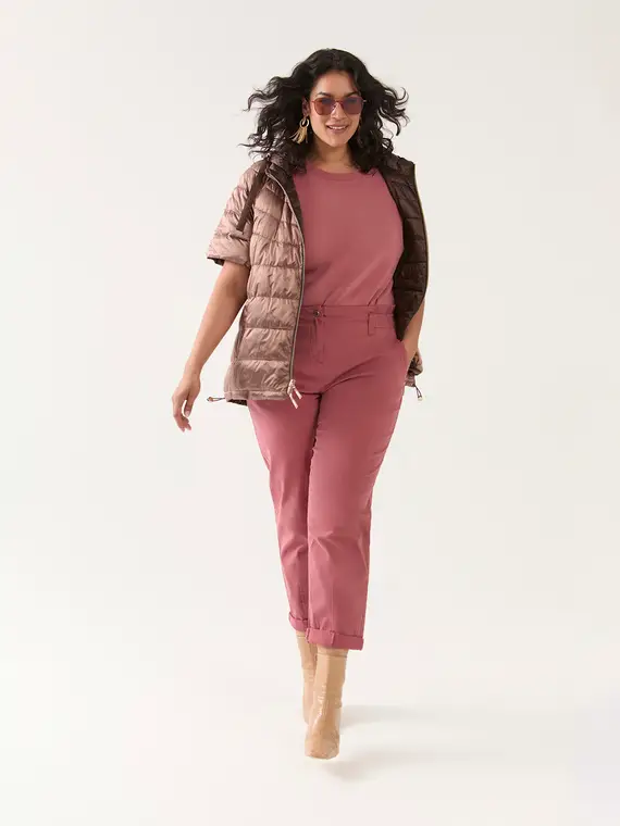 Fiorella Rubino Piumino reversibile con maniche corte Donna, Marrone (52-54 IT)