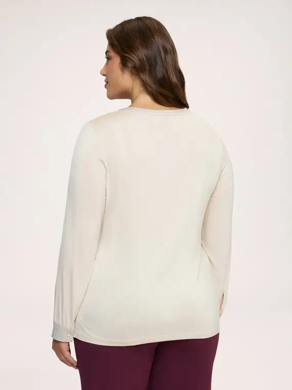 Fiorella Rubino T-shirt bimaterica in raso e jersey Donna, Beige (64 IT)