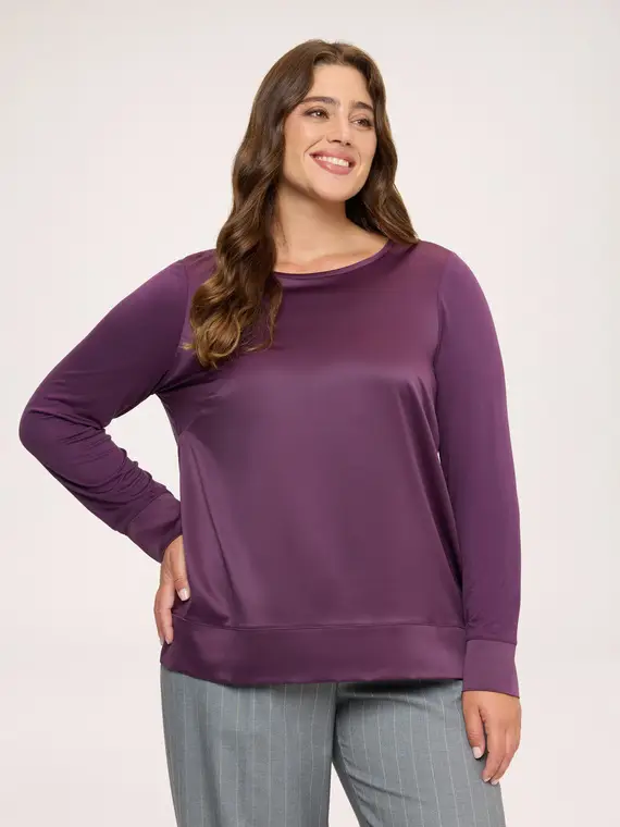 Fiorella Rubino T-shirt bimaterica in raso e jersey Donna, Viola (64 IT)