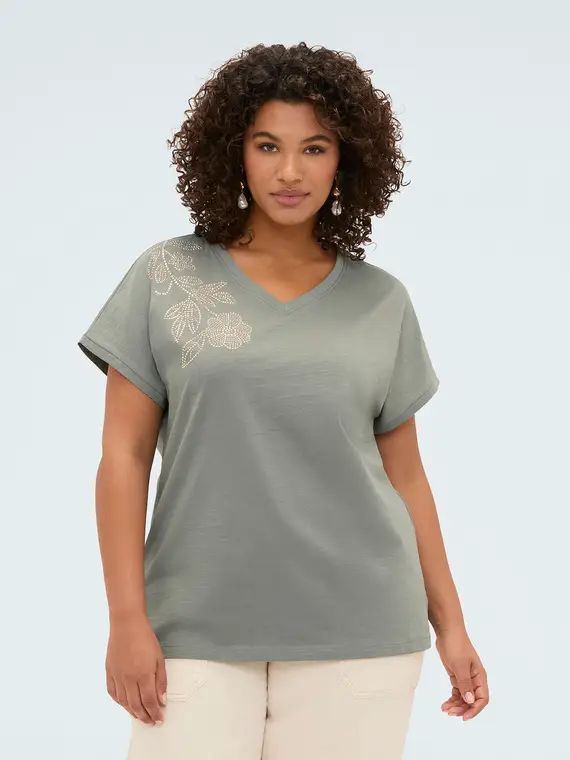 Fiorella Rubino T-shirt in cotone con applicazione floreale Donna, (64 IT)