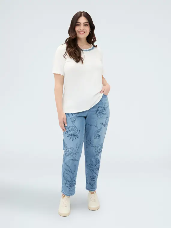 Fiorella Rubino T-shirt in cotone con applicazione sullo scollo Donna, (60-62 IT)