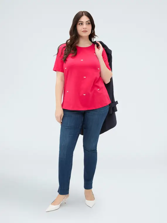 Fiorella Rubino T-shirt in cotone con charm libellula Donna, (60-62 IT)