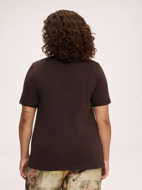 T-shirt in cotone con scritta funny Donna, Marrone (64 IT)