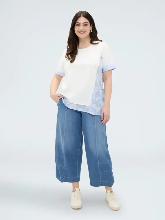 Fiorella Rubino T-shirt in jersey con inserti a righe Donna, (64 IT)