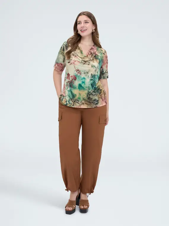 Fiorella Rubino T-shirt in jersey con stampa e scollo morbido Donna, Verde (64 IT)