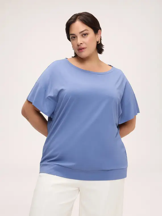 T-shirt in jersey di viscosa Donna, Blu