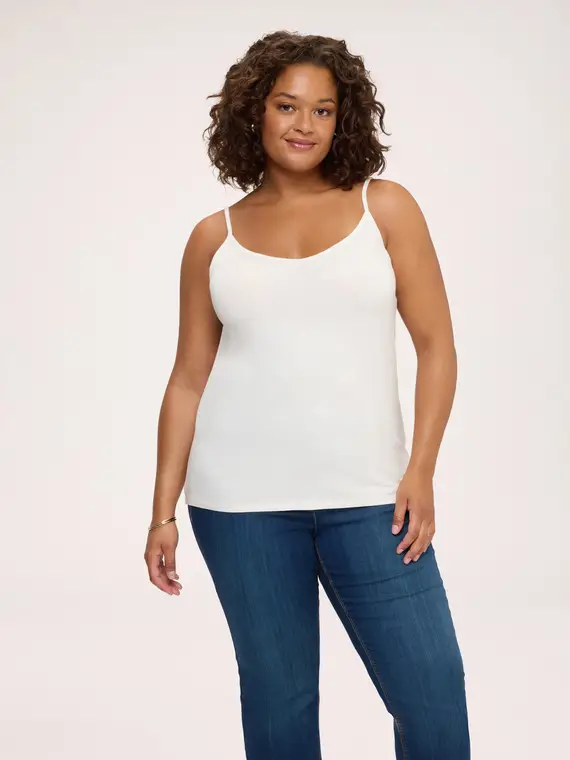 Top in jersey di viscosa con scollo a V Donna, Bianco (64 IT)