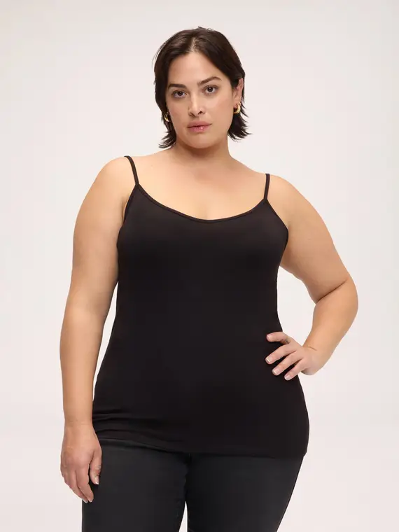 Top in jersey di viscosa con scollo a V Donna, Nero (64 IT)