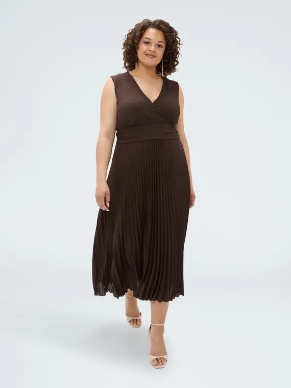 Fiorella Rubino Vestito Dream in georgette plissé Donna, Marrone (46 IT)