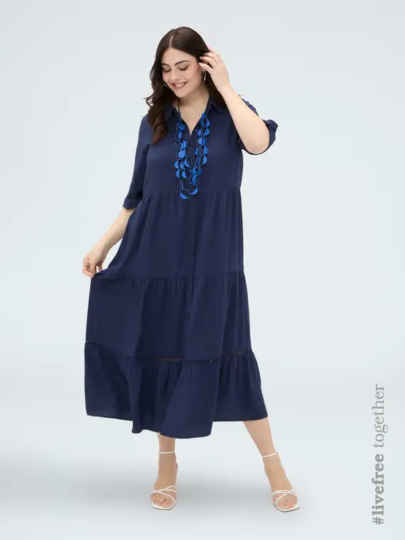 Fiorella Rubino Vestito lungo chemisier in viscosa Donna, Blu (46 IT)