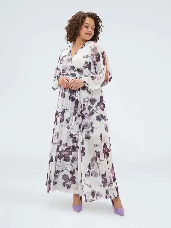 Fiorella Rubino Vestito lungo con stampa floreale Donna, Bianco (58 IT)