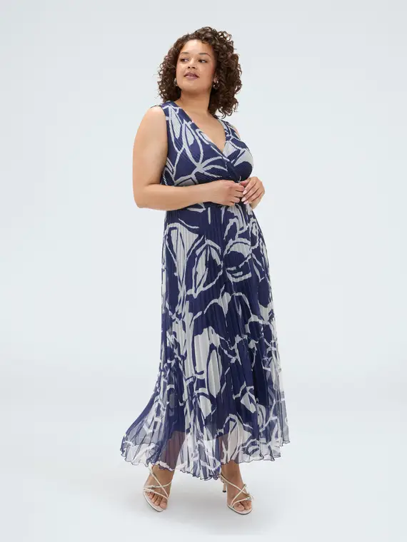Fiorella Rubino Vestito lungo Dream plissé con stampa floreale Donna, Blu (60 IT)