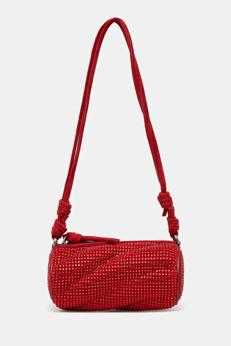 Fiorucci borsa in pelle scamosciata Suede Rhinestone Micro Mella Rosso